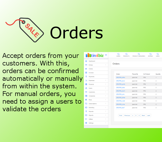 tinyBiz : Orders